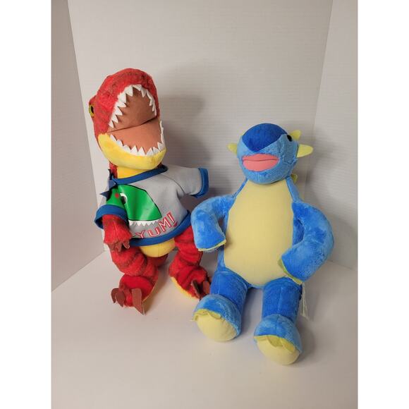 Build-A-Bear Workshop Red T-Rex Dinosaur and Blue Dragon Plush Stuffed‎ Animals - Picture 1 of 10